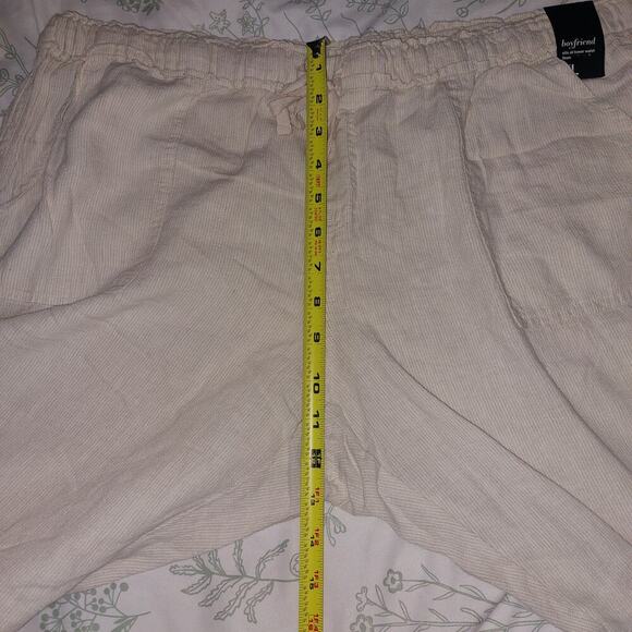 New York & Co Boyfriend drawstring linen pants cream stripes Size xl Resort wear - Picture 7 of 13
